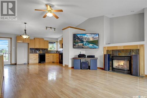 108 Park Street, Grand Coulee, SK - Indoor Photo Showing Living Room With Fireplace