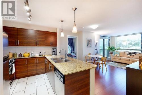 507 814 Royal Avenue, New Westminster, BC - Indoor Photo Showing Kitchen With Double Sink