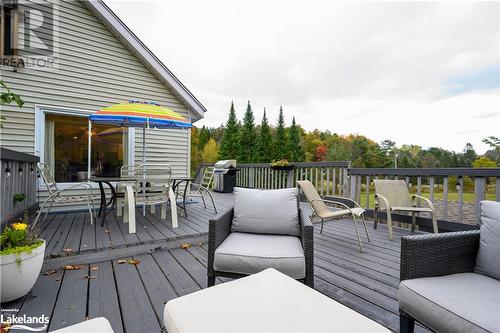 View of deck toward dining room window - 185 South Fairy Lake Road, Huntsville, ON - Outdoor With Deck Patio Veranda With Exterior