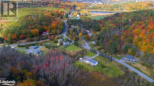 Aerial photo showing the proxmity to Downtown Huntsville - 185 South Fairy Lake Road, Huntsville, ON - Outdoor With View