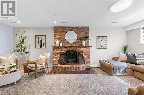 46 Terrace Drive, Hamilton, ON - Indoor Photo Showing Living Room With Fireplace