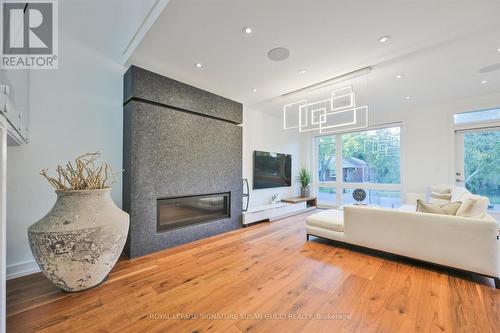 61 Presley Avenue, Toronto, ON - Indoor Photo Showing Living Room With Fireplace