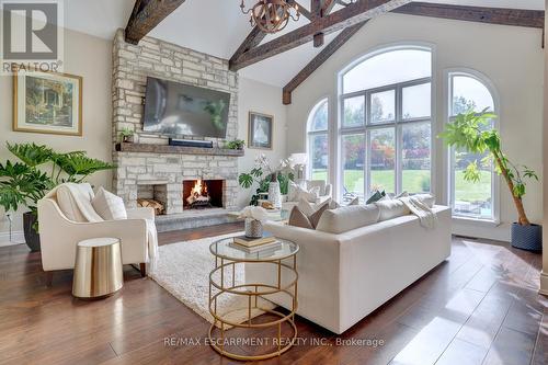 48 Palomino Drive, Hamilton, ON - Indoor Photo Showing Living Room With Fireplace