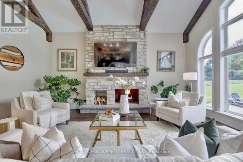 48 Palomino Drive, Hamilton, ON - Indoor Photo Showing Living Room With Fireplace