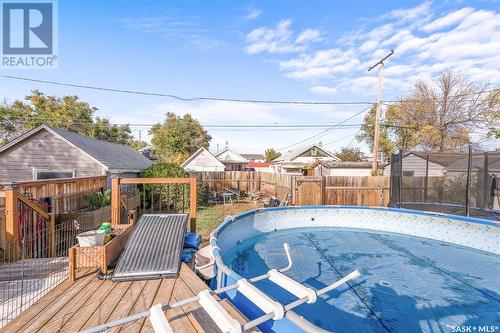 370 Stadacona Street E, Moose Jaw, SK - Outdoor With Above Ground Pool With Deck Patio Veranda