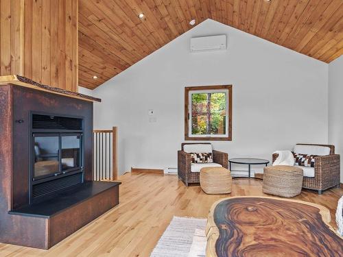 Living room - 158 Rue De Bagot, Bromont, QC - Indoor Photo Showing Living Room With Fireplace