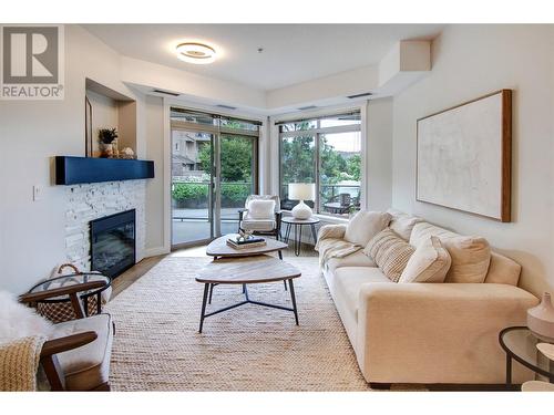 3533 Carrington Road Unit# 214, West Kelowna, BC - Indoor Photo Showing Living Room With Fireplace