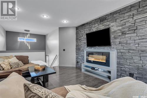 558 Evergreen Boulevard, Saskatoon, SK - Indoor Photo Showing Living Room With Fireplace