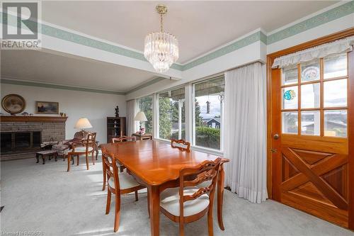 2645 3Rd Avenue W, Owen Sound, ON - Indoor Photo Showing Dining Room With Fireplace