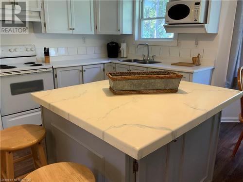 Kitchen Island space - 20 Cape Hurd Road S, Tobermory, ON - Indoor Photo Showing Kitchen With Double Sink