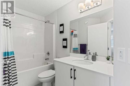 Upper Level Family Bath - 138 Midgrove Greenway Sw, Airdrie, AB - Indoor Photo Showing Bathroom