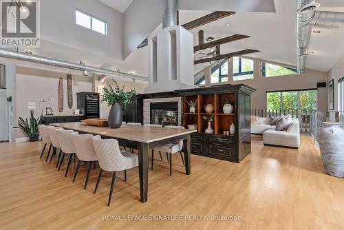 21 Trails End, Collingwood, ON - Indoor Photo Showing Dining Room With Fireplace