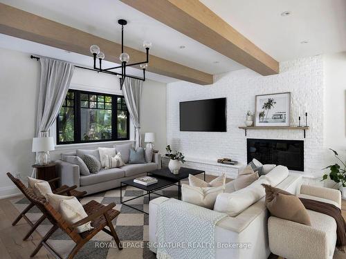 892 Tennyson Ave, Mississauga, ON - Indoor Photo Showing Living Room With Fireplace