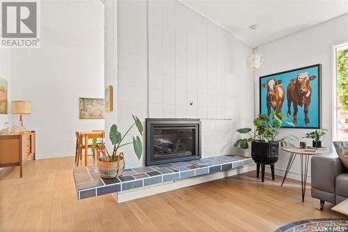 4340 Robinson Street, Regina, SK - Indoor Photo Showing Living Room With Fireplace