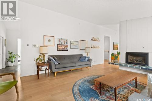 4340 Robinson Street, Regina, SK - Indoor Photo Showing Living Room With Fireplace