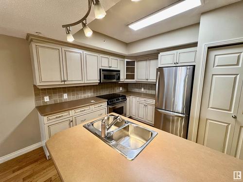 #507 11111 82 Av Nw, Edmonton, AB - Indoor Photo Showing Kitchen With Double Sink