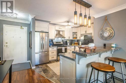 Updated Interior 2 Bedroom & 2 Full Bath Apartment - 202 - 9 Jacksway Crescent, London, ON - Indoor Photo Showing Kitchen With Stainless Steel Kitchen