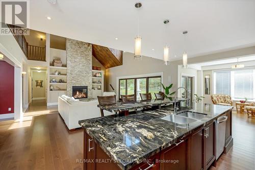 4320 Random Acres Road, Milton, ON - Indoor Photo Showing Kitchen With Fireplace With Double Sink With Upgraded Kitchen