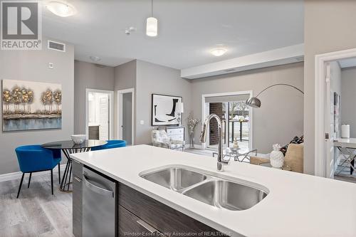 11870 Tecumseh Road East Unit# 605, Tecumseh, ON - Indoor Photo Showing Kitchen With Double Sink