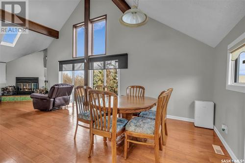 256 Woodland Avenue, Buena Vista, SK - Indoor Photo Showing Dining Room With Fireplace