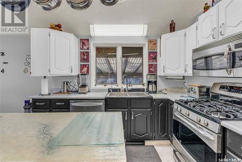 22 Chemin Bellevue Road, Battleford, SK - Indoor Photo Showing Kitchen With Double Sink