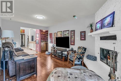 22 Chemin Bellevue Road, Battleford, SK - Indoor Photo Showing Living Room With Fireplace