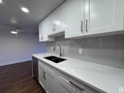 #103 10511 19 Av Nw, Edmonton, AB - Indoor Photo Showing Kitchen With Double Sink