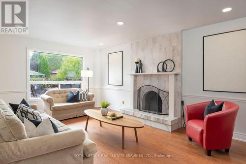 164 Warner Drive, Oakville, ON - Indoor Photo Showing Living Room With Fireplace