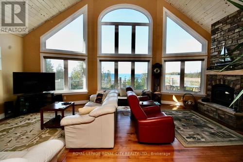 211 Eagle Road, Northern Bruce Peninsula, ON - Indoor Photo Showing Living Room With Fireplace