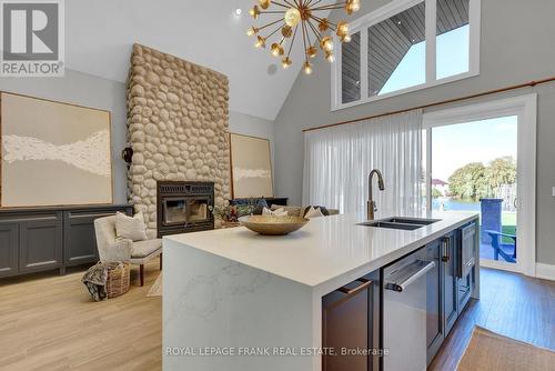 548 View Lake Road, Scugog, ON - Indoor Photo Showing Kitchen With Fireplace With Double Sink With Upgraded Kitchen