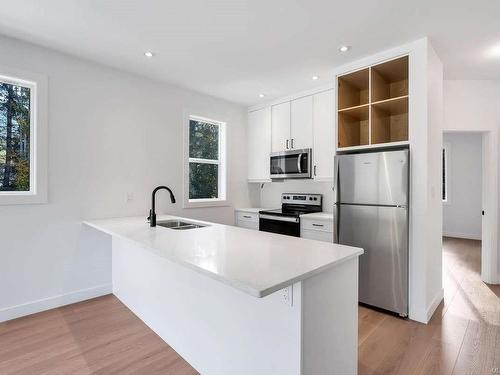 A-110 Plante Cres, Lake Cowichan, BC - Indoor Photo Showing Kitchen With Stainless Steel Kitchen With Double Sink