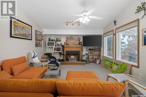 809 Byng Avenue, Wakaw Lake, SK - Indoor Photo Showing Living Room With Fireplace