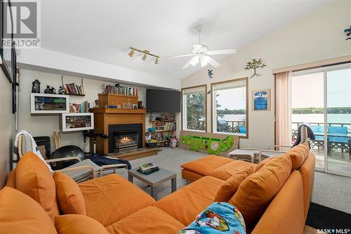 809 Byng Avenue, Wakaw Lake, SK - Indoor Photo Showing Living Room With Fireplace