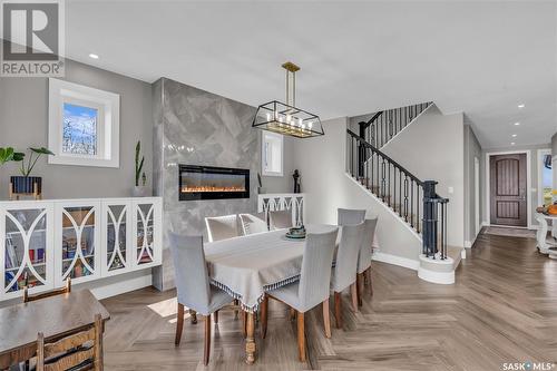 Little Loon Acreage, Parkdale Rm No. 498, SK - Indoor Photo Showing Dining Room With Fireplace