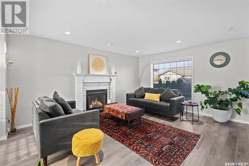 107 Brookdale Crescent, Saskatoon, SK - Indoor Photo Showing Living Room With Fireplace