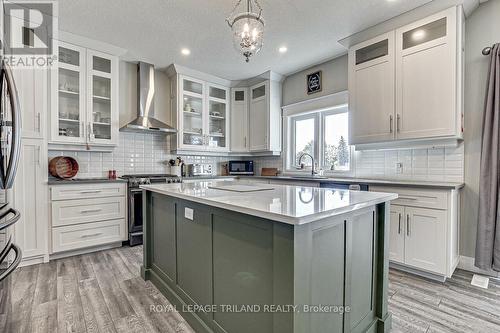 Quartz island 75 x 42 - 185 Spencer Avenue, Lucan Biddulph (Lucan), ON - Indoor Photo Showing Kitchen With Upgraded Kitchen