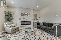 Living room with stone mantle - 