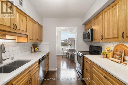 1001 - 389 Dundas Street, London, ON - Indoor Photo Showing Kitchen With Double Sink