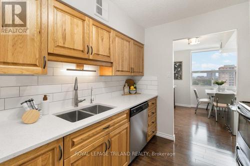 1001 - 389 Dundas Street, London, ON - Indoor Photo Showing Kitchen With Double Sink