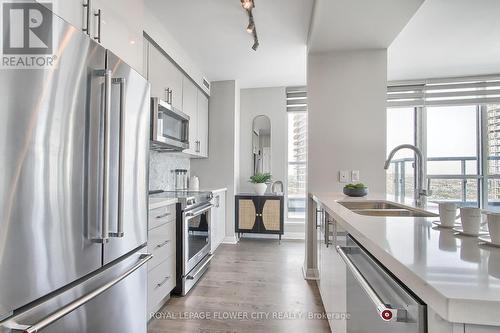 2401 - 5025 Four Springs Avenue S, Mississauga (Hurontario), ON - Indoor Photo Showing Kitchen With Stainless Steel Kitchen With Double Sink With Upgraded Kitchen