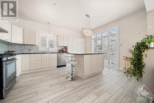 Modern kitchen with extended cabinetry and California shutters. - 87 Shirley'S Brook Drive, Ottawa, ON - Indoor Photo Showing Kitchen With Upgraded Kitchen