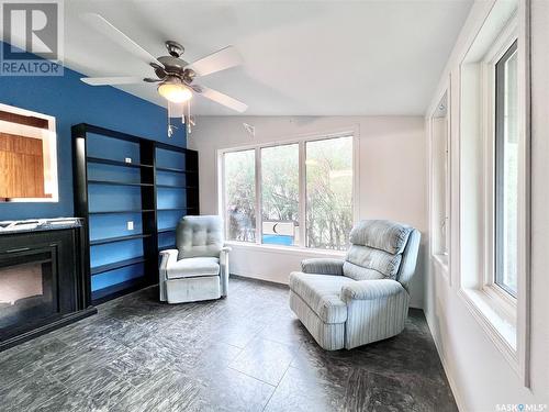 218 Simpson Street, Outlook, SK - Indoor Photo Showing Living Room With Fireplace