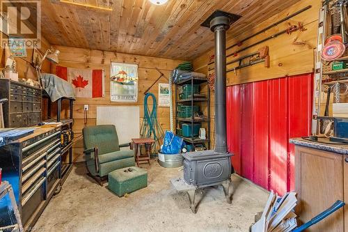 Workshop heated with wood stove - 414499 Baseline Road, West Grey, ON - Indoor Photo Showing Other Room