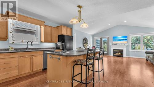 Open Concept Kitchen/Dining/Family Room - 4.5 Morrison Drive, St. Thomas, ON - Indoor Photo Showing Kitchen With Fireplace