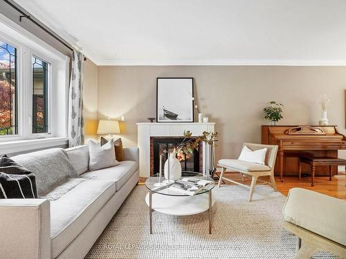 914 Royal York Rd, Toronto, ON - Indoor Photo Showing Living Room With Fireplace