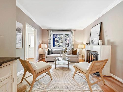 914 Royal York Rd, Toronto, ON - Indoor Photo Showing Living Room With Fireplace