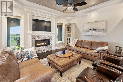 208 Augusta Drive, Warman, SK - Indoor Photo Showing Living Room With Fireplace