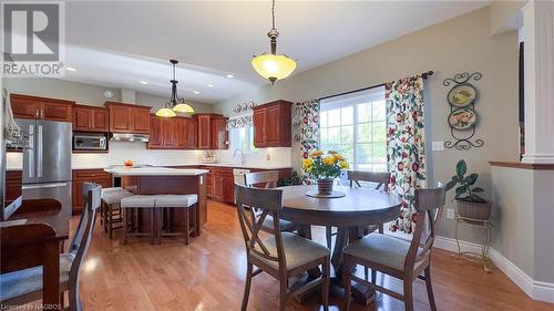 Main dining space with sliding doors to the backyard and deck. - 38 Snobelen Trail, Huron-Kinloss, ON - Indoor Photo Showing Dining Room