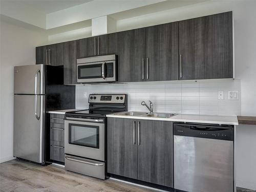 303-4052 Douglas St, Saanich, BC - Indoor Photo Showing Kitchen With Double Sink