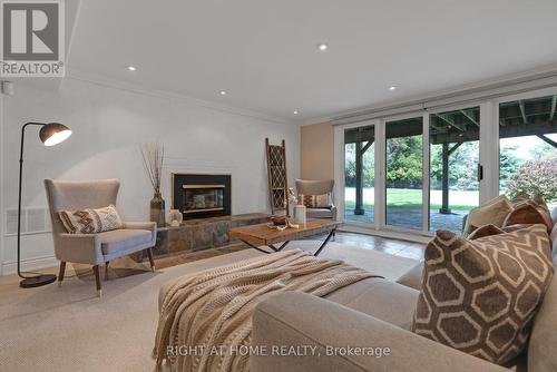 9695 Baldwin Street N, Whitby, ON - Indoor Photo Showing Living Room With Fireplace